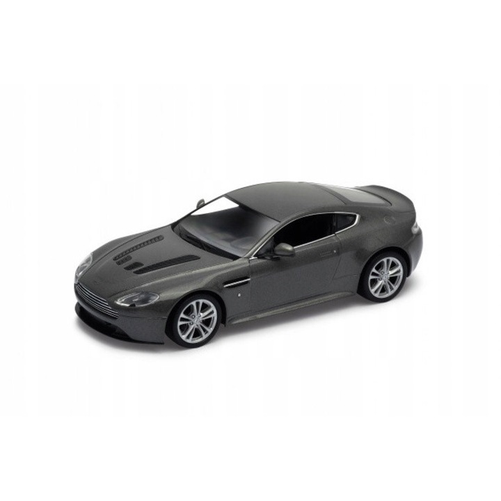 Aston Martin V12 Vantage, modell 1:24, grafit, 18x7,5x5cm, nyitható ajtókkal és motorháztetővel, gumi kerekekkel