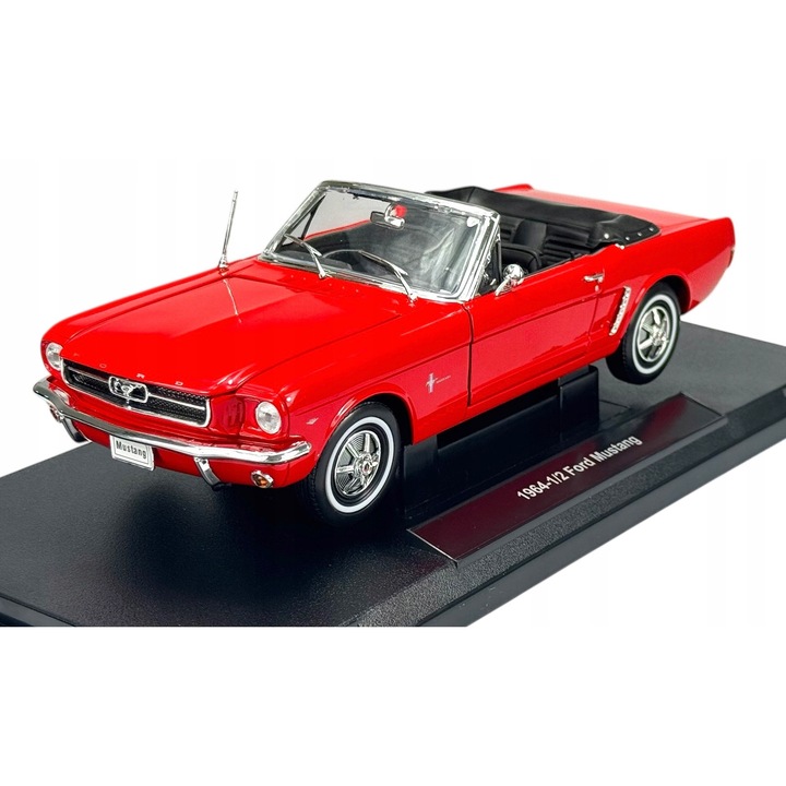 Automodell 1964-1/2 Ford Mustang, Welly, piros, 25x9x8cm, 1:18