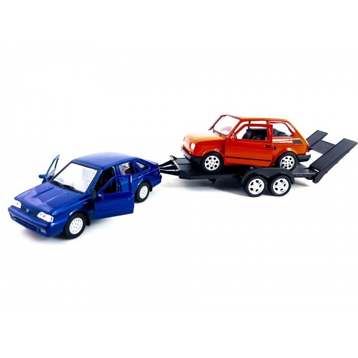 Welly Polonez Caro és Fiat 126P kisautó szett, fém, 30x9x9cm, 1:34-1:39