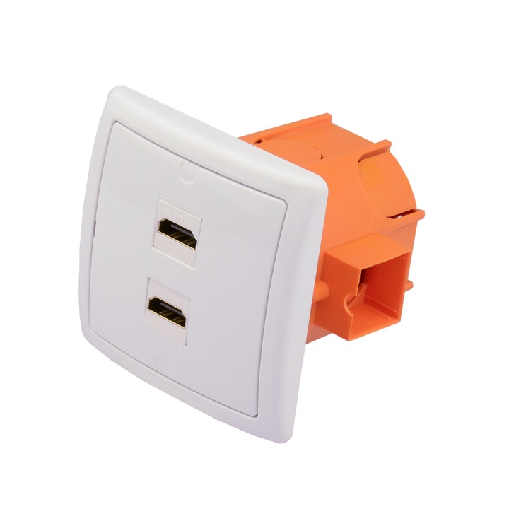 Контакт Simon Basic HDMI SIMON, 2 входа, бял, 7,8x7,8x1см