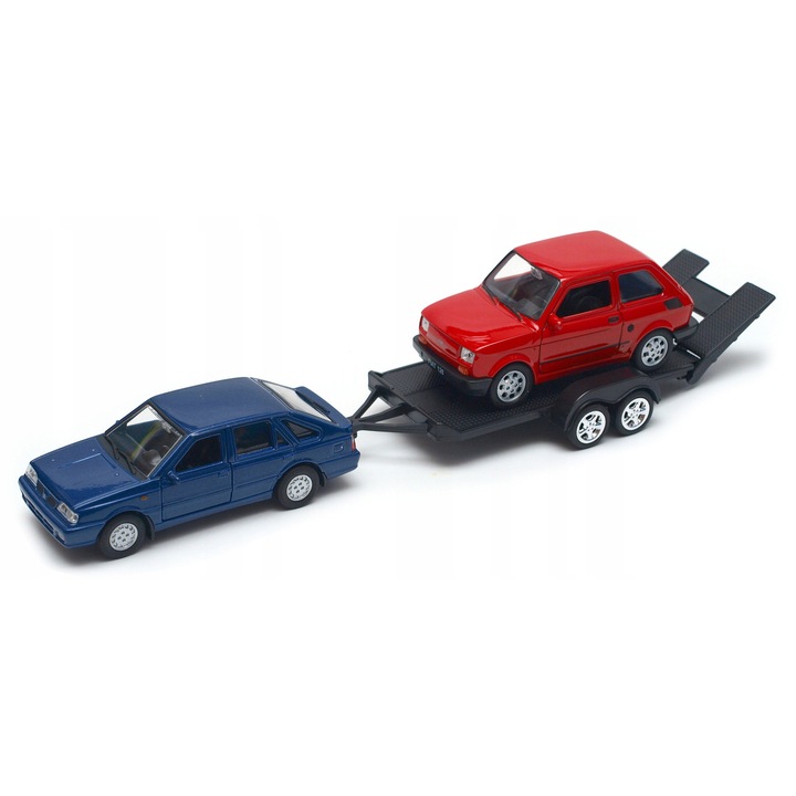 Dromader Polonez Caro és Fiat 126P kisautó szett, fém, autentikus részletek, 27x11,5x4,5cm
