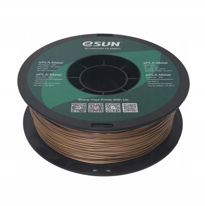 Filament 3D eSun PLA-metal mosiadz 1.75mm 1kg, textura metalica, rezistenta ridicata