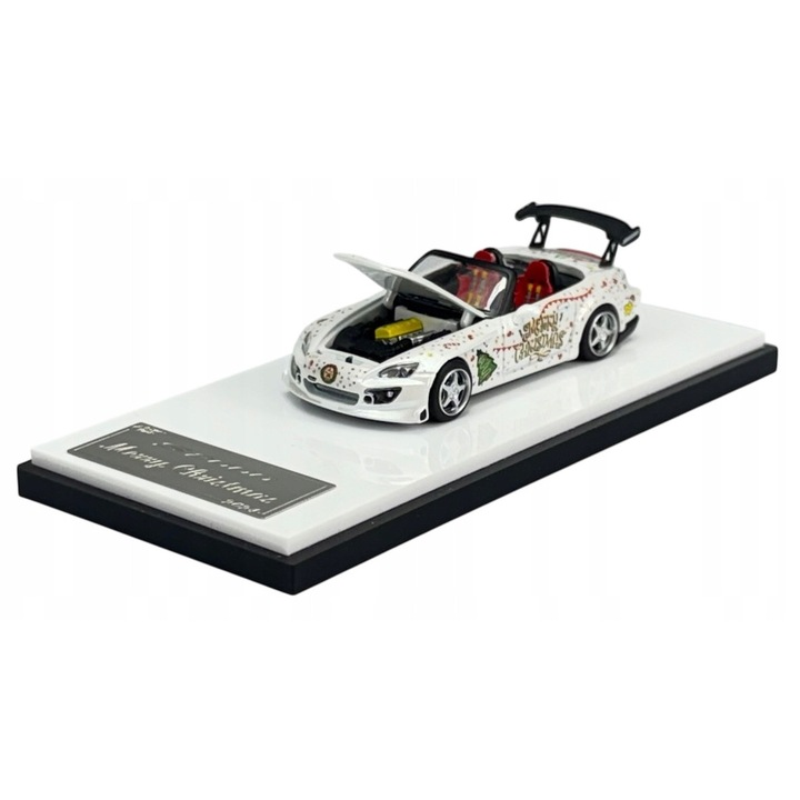 Honda S2000 Spoon 2024 fém modell, karácsonyi kiadás, 6,5cm, fehér