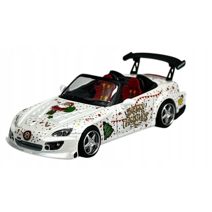 Honda S2000 Spoon 2024 fém modell, karácsonyi kiadás, 6,5cm, fehér