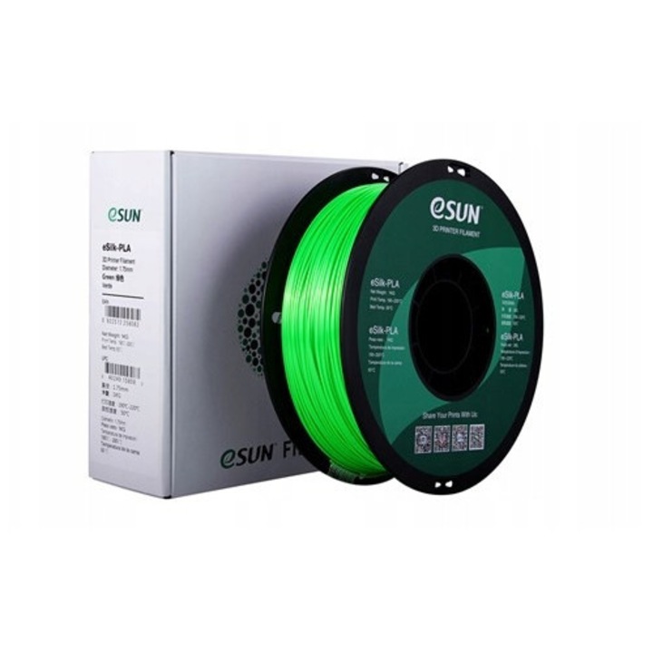 Filament 3D eSun eSilk-PLA 1.75mm, verde, 1kg