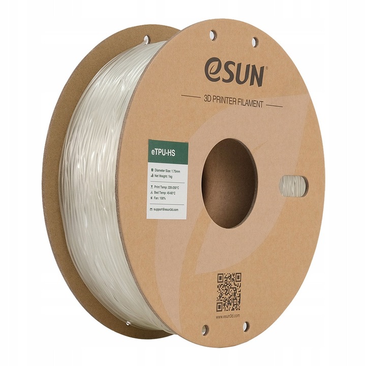 Филамент 3D eSUN eTPU-HS 1.75mm антибактериален, еластичен, 1кг, натурален