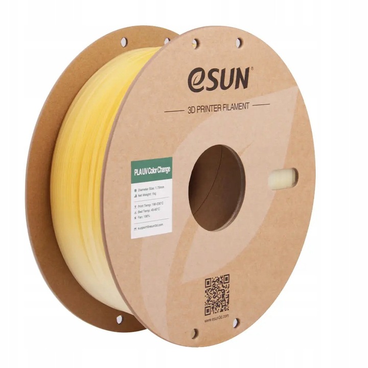 Filament 3D eSUN PLA UV Color Change, 1,75 mm, 1000 g, fotochromatic, galben