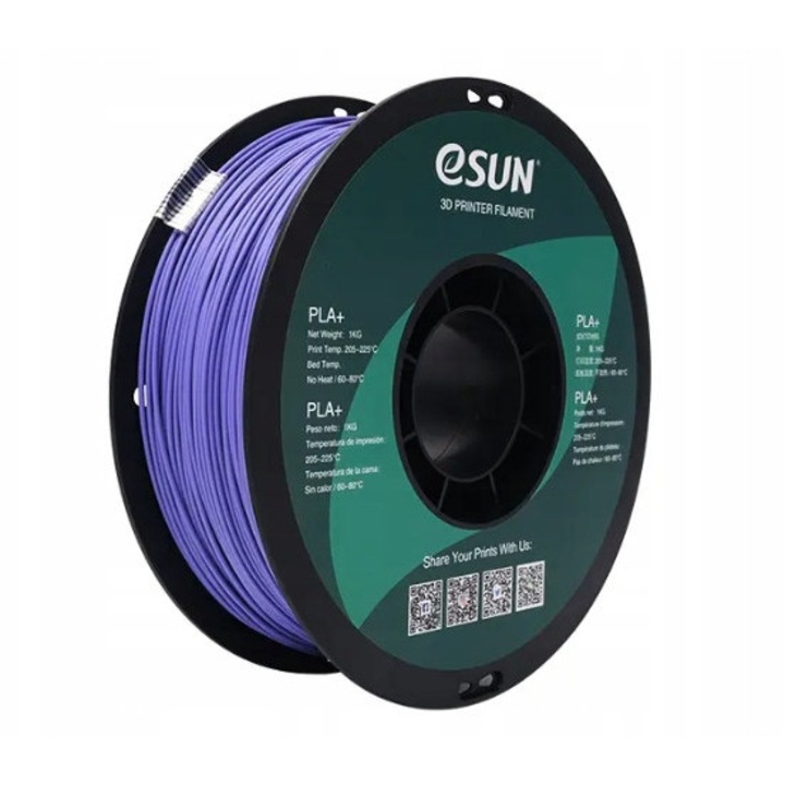 Filament 3D eSun PLA+ 1KG, liliowy Very Peri, 1.75mm, rezistent, usor de imprimat