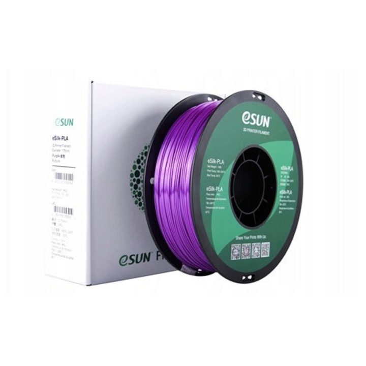 Filament 3D eSun eSilk-PLA 1.75mm purpuriu, 1kg