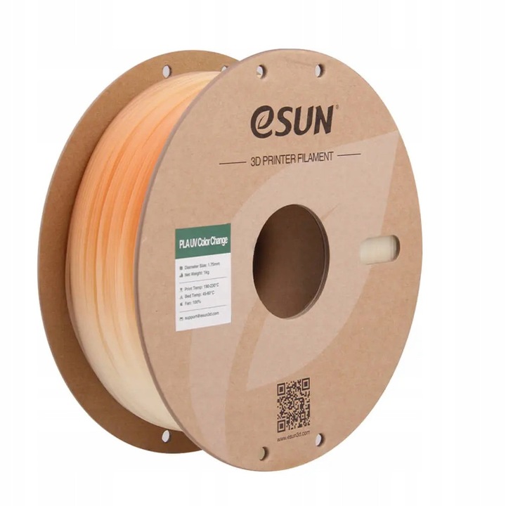 Filament 3D eSUN PLA UV Color Change, 1,75 mm, 1000 g, fotochromatic, portocaliu