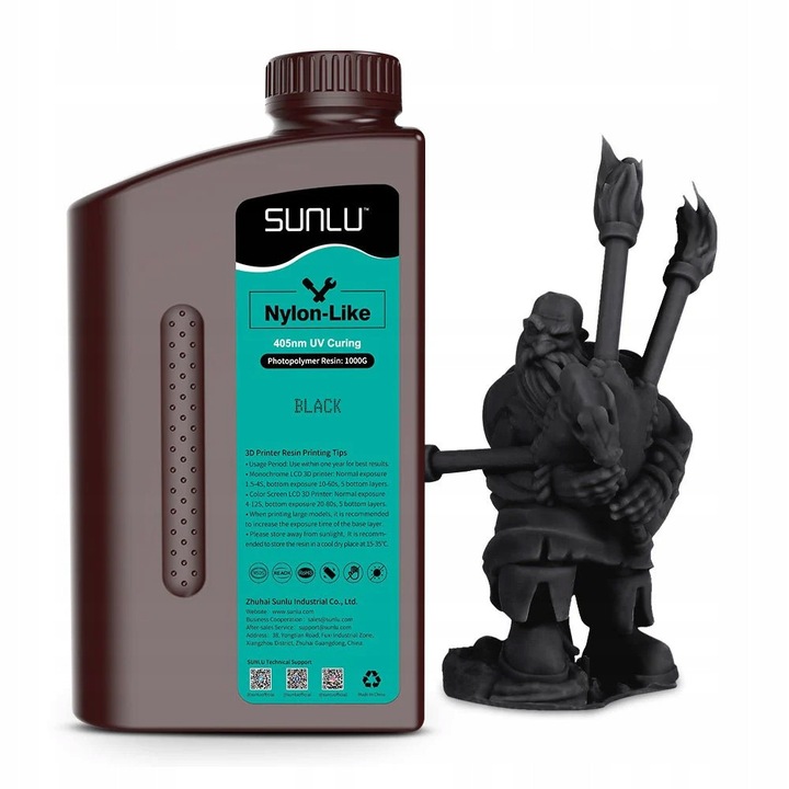 UV смола за 3D принтиране, Sunlu, PA-Like, 1000g, черна