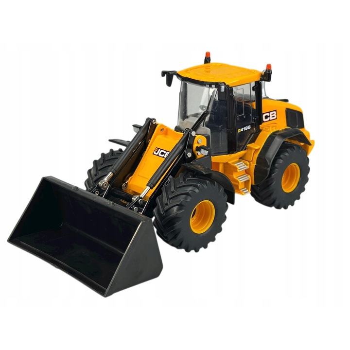 Играчка строителна машина, JCB 419S, метална, жълта, 22x10x8см, комплект със сменяеми аксесоари