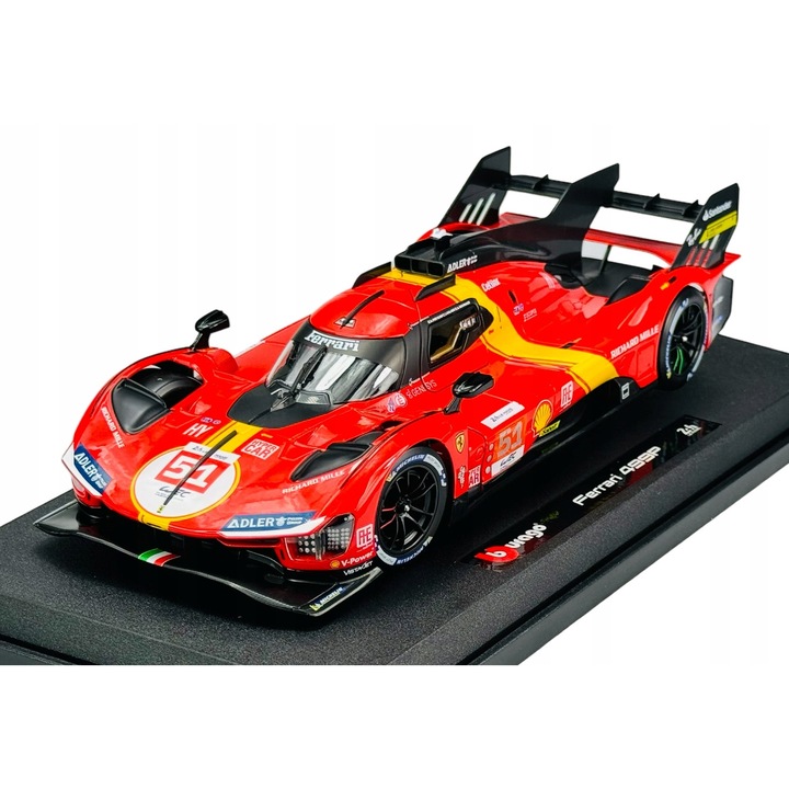 Model masina Ferrari 499P #51, Bburago, 1:18, metal, rosu, 28x12x7cm