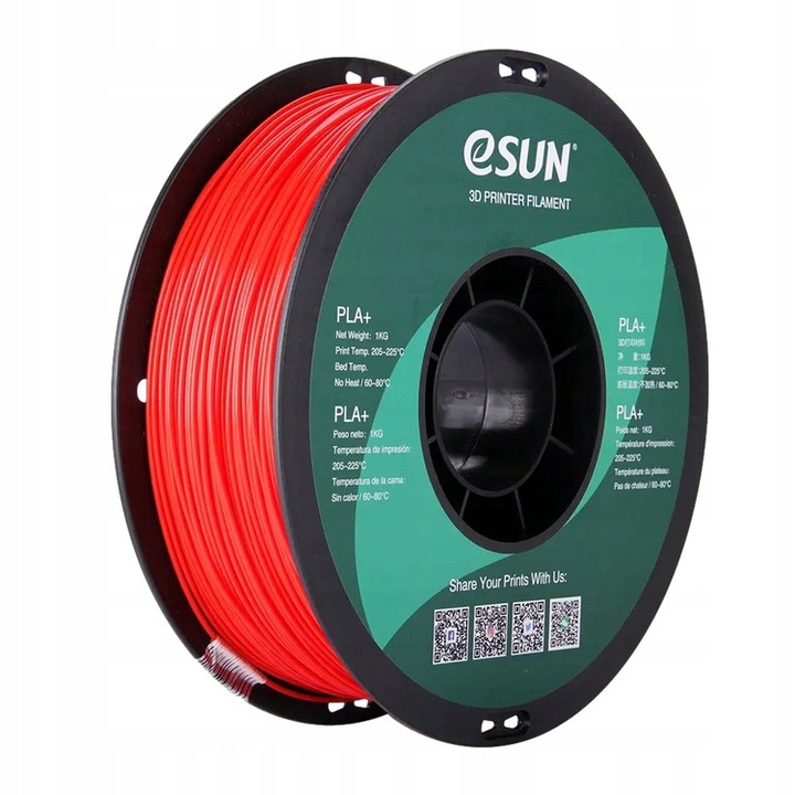 Филамент 3D eSun PLA+ 1.75mm червен 1кг