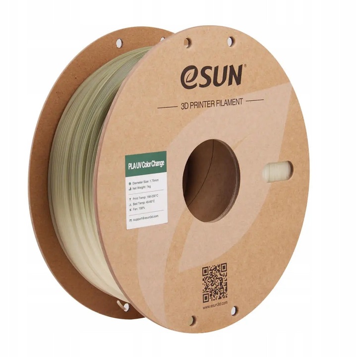 Filament 3D eSUN PLA UV Color Change, 1,75 mm, 1000 g, fotochromatic, verde
