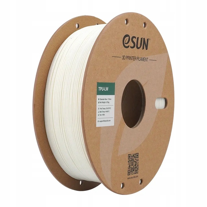 Филамент 3D eSUN eTPU-LW 1.75mm 750g бял, еластичен, устойчив