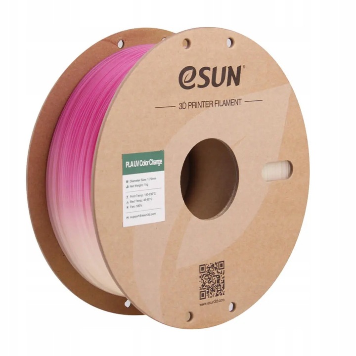 Filament 3D eSUN PLA UV Color Change, 1,75 mm, 1000 g, fotochromatic, roz, set