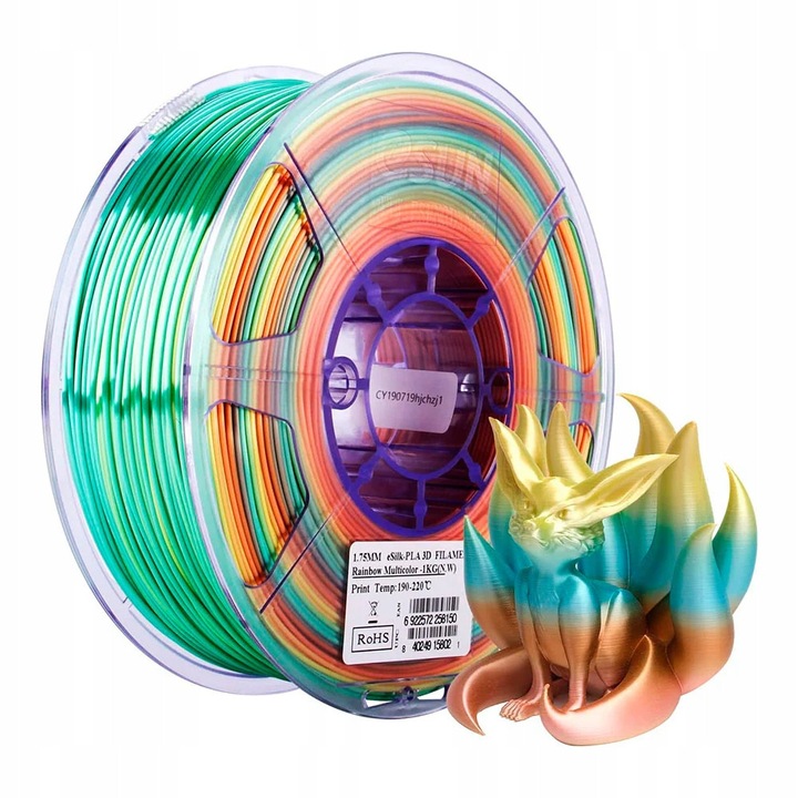 Filament 3D eSun Silk-PLA 1,75mm 1kg, multicolor, pentru imprimare de inalta calitate