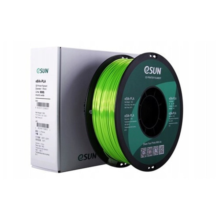 Filament 3D eSun eSilk-PLA 1.75mm Limonkowy, 1kg