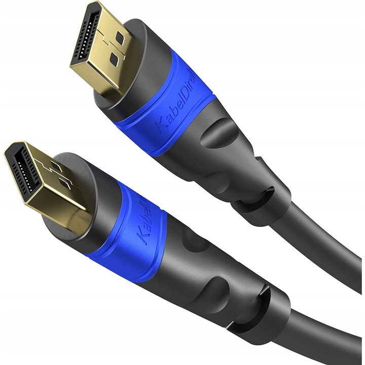 Cablu DisplayPort 10m, 4K 60Hz, 17,28 Gbit/s, negru-albastru