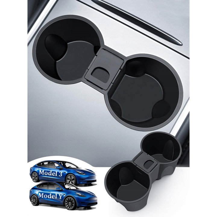 Suporturi auto, AUXIRACER, set 3 piese, pentru Tesla Model 3, Model Y, 5x3x0,1cm, negru