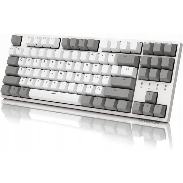 Tastatura mecanica DURGOD Taurus K320 TKL, 88 clape, PBT, USB-C, alb, set cu 2 cabluri USB