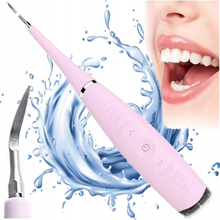 Skaler ultrasonic pentru dinti, roz, 5 niveluri de intensitate, 22,2x3,2cm, set complet