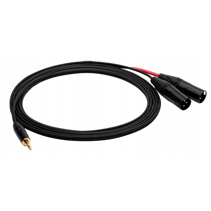 Red's Music audiokábelek, jack 3.5 - 2x XLR, 3mm, matt fekete, szett