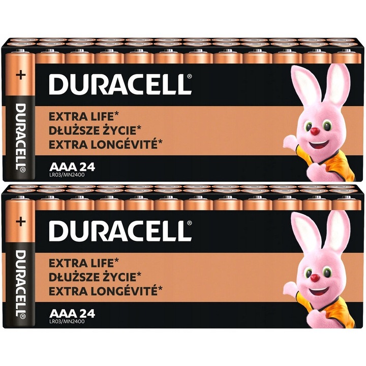 Duracell AAA R3 alkáli elemek, 48 darabos készlet, 1.5V, magasság 44.5mm, átmérő 10.5mm