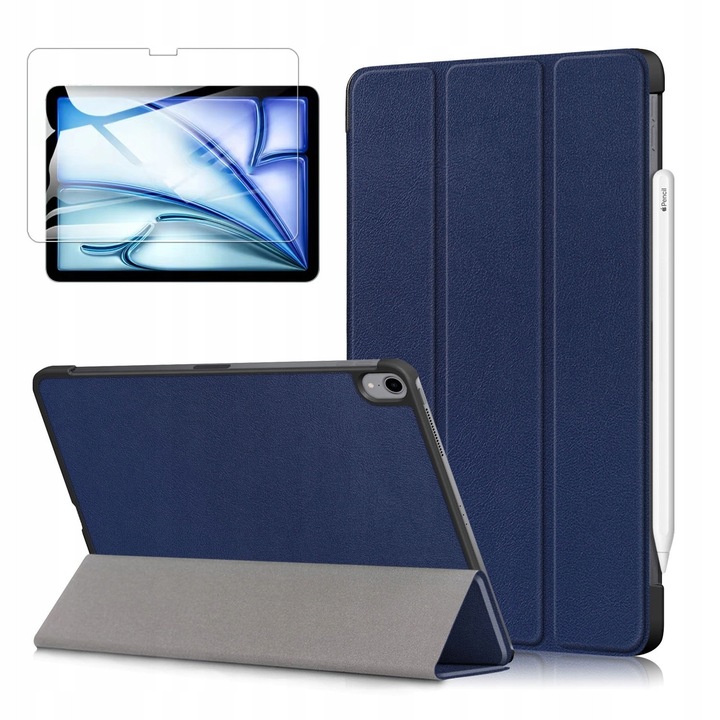 Etui Smart Cover pentru Apple iPad AIR 4/5 10.9" 2020/2021/2022, protectie completa, culoare ciemna albastra