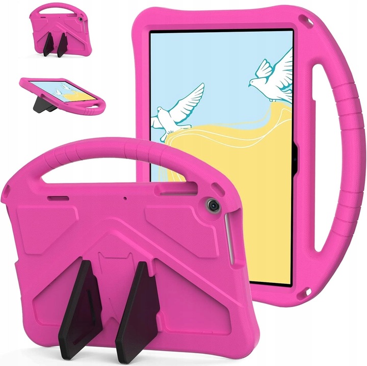 Tabletok tok, Lenovo Tab M10 3rd Gen, rózsaszín, 10.1 hüvelyk, állvánnyal és ergonomikus fogantyúkkal