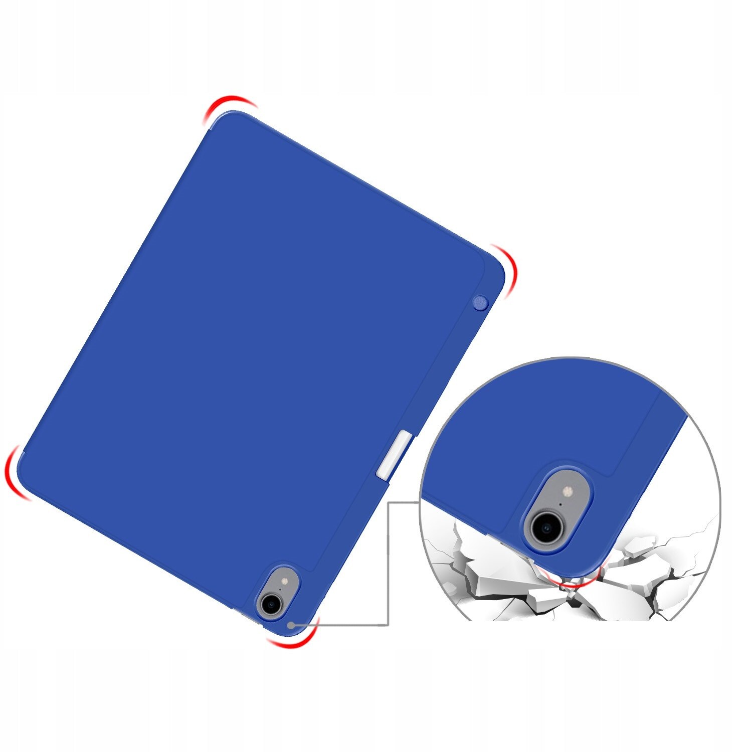 Etui Smart Cover pentru iPad Air 4 2020 si iPad Air 5 2022, cu suport pentru rysik, albastru, set cu sticla securizata 9H