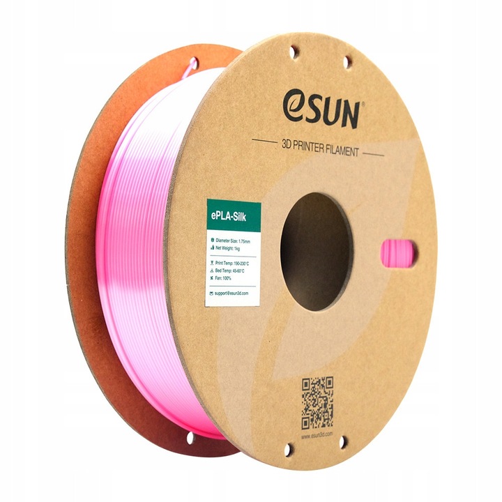 Filament 3D eSun Silk-PLA 1,75mm rozpink, 1kg, pentru imprimare ecologica