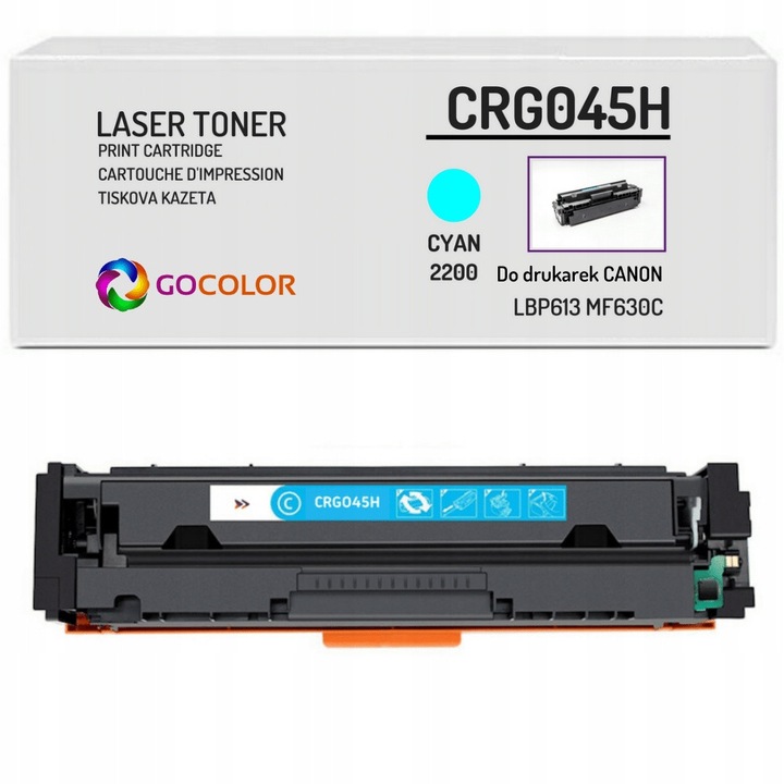 Тонер Gocolor CRG-045HC съвместим с Canon, циан, за принтери imageCLASS MF632Cdw, MF634Cdw, комплект