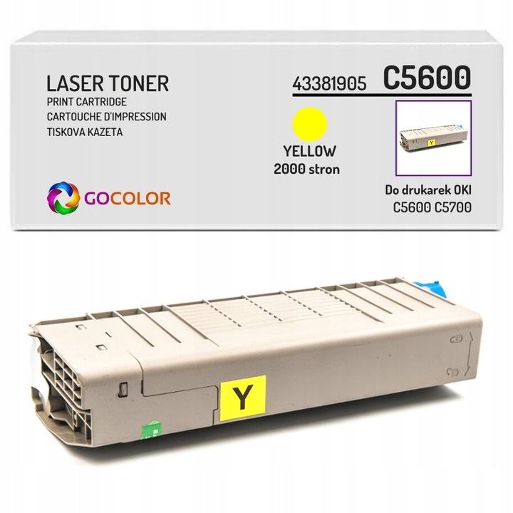Тонер Gocolor 43381905 жълт за принтери OKI C5600, C5700, 2000 страници, гланцов