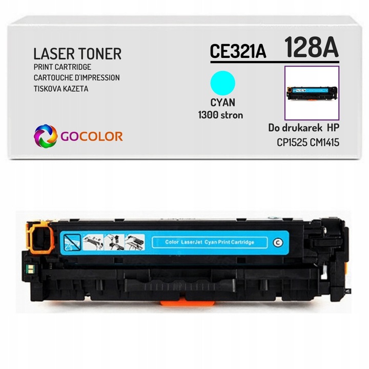 Тонер Gocolor 128A CE321A, съвместим HP, циан, комплект
