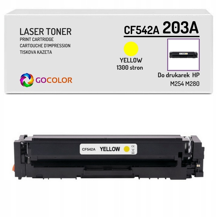 Toner Gocolor 203A CF542A pentru imprimante laser, galben, compatibil cu HP Color LaserJet Pro M281fdn M280nw M281fdw MFP