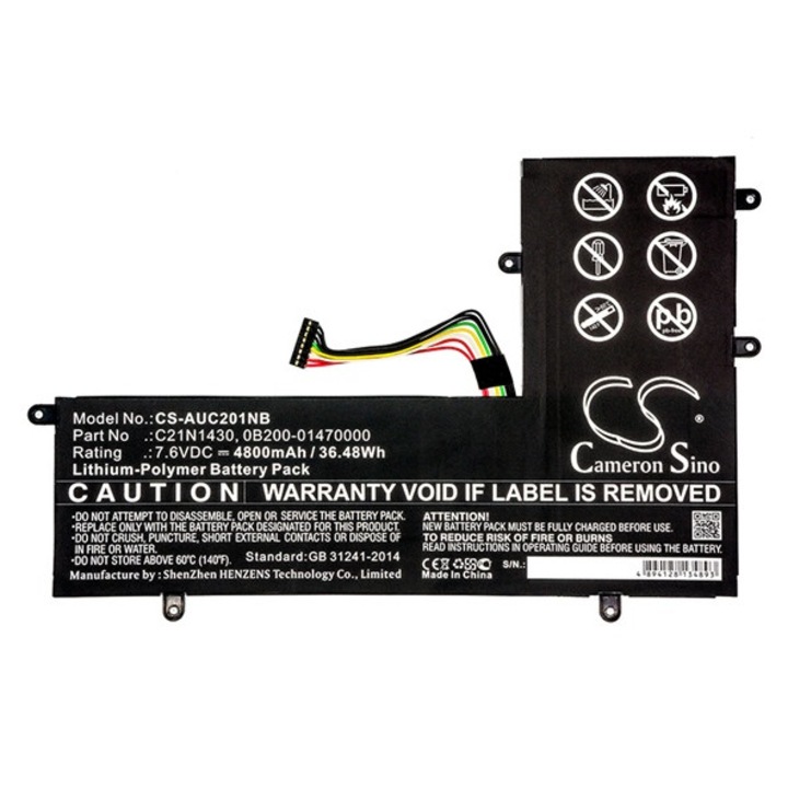 Cameron sino li-polymer akkumulátor, 7.6v, 4800mAh, kompatibilis asus c21n1430 -vel