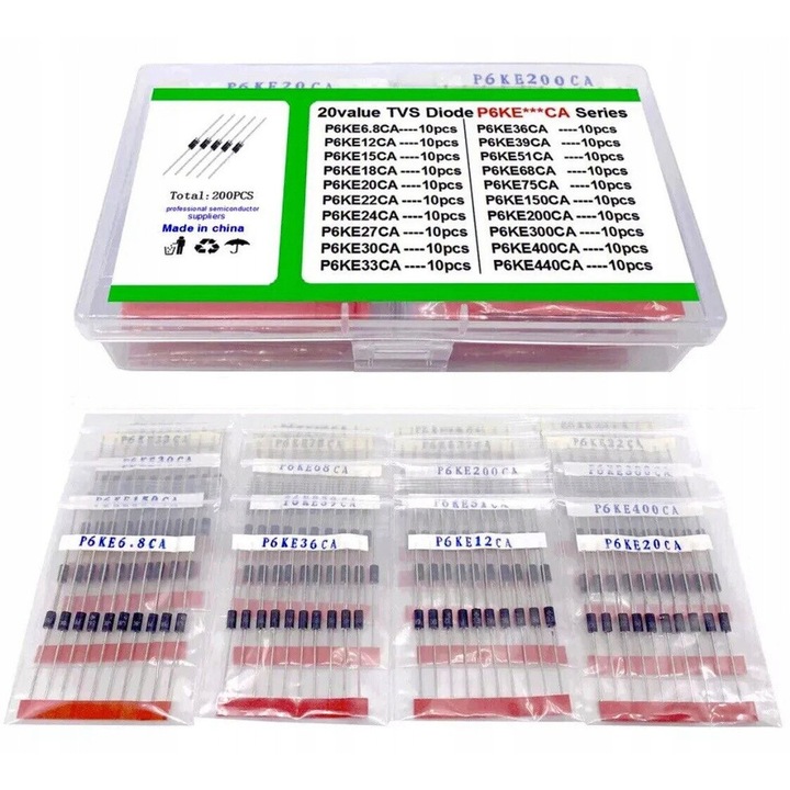 Kit diode TVS ProRock 200PCS P6KE bidirectional