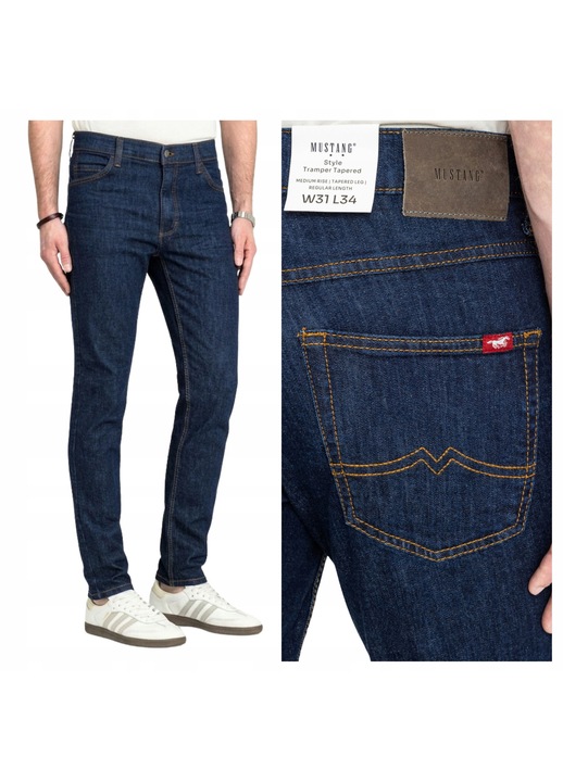 Blugi Barbati, Mustang, Tramper, Straight Fit, Talie Medie, Lungi, 5 Buzunare, Fermoar, Bumbac, W40-L34 US, Albastru