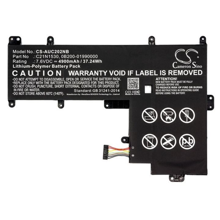 Cameron sino li-polymer akkumulátor, 7.6v, 4900mAh, kompatibilis asus c21n1530 -vel