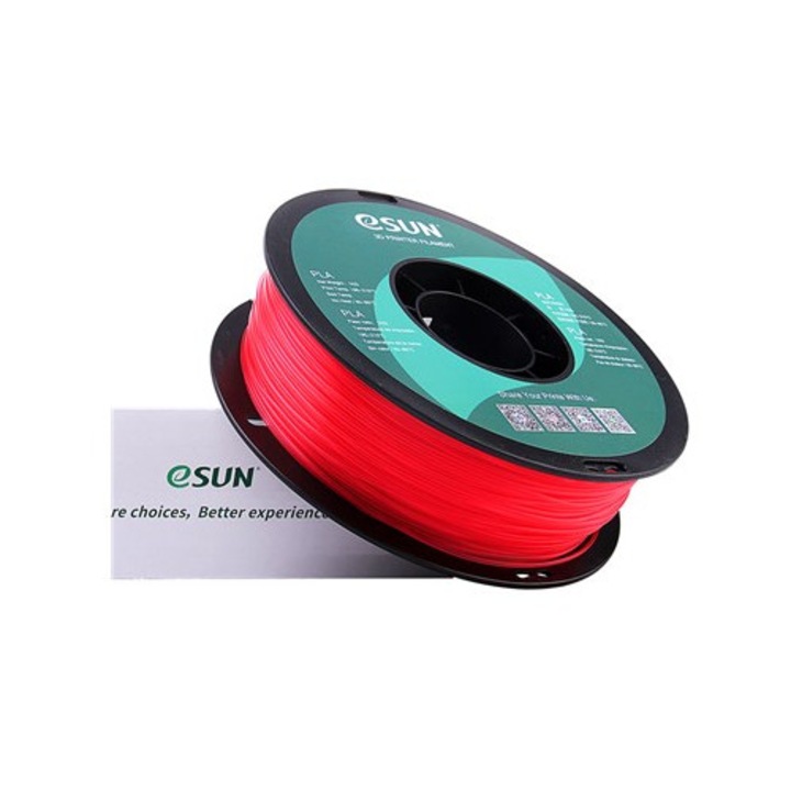 Filament PLA eSun 1.75mm, 1kg, rosu sticla, pentru imprimare 3D