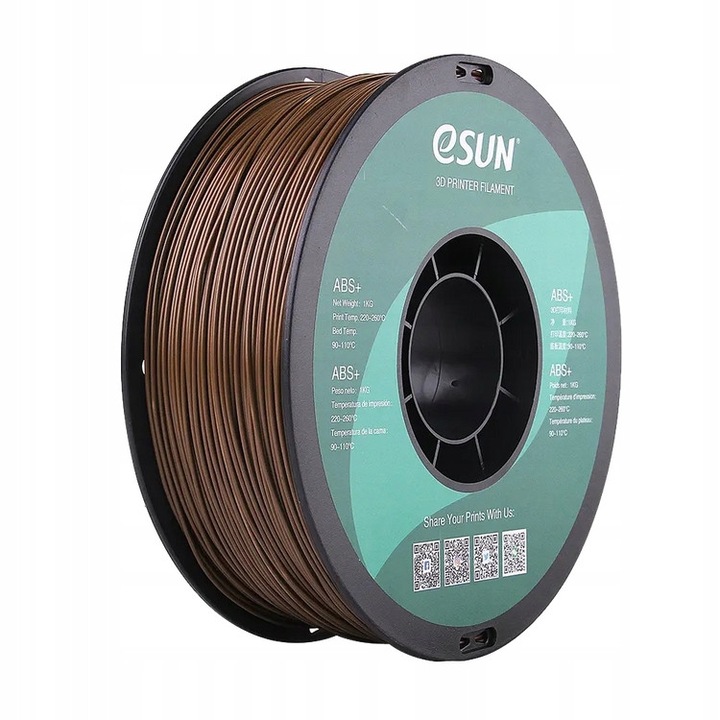 Filament 3D eSun ABS+ 1.75mm, maro, set de consumabile