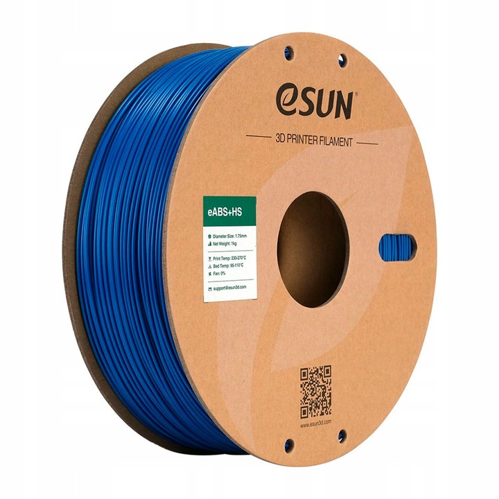Filament eSun ABS+HS 1.75mm 1kg, albastru, rezistent la caldura, polizabil cu acetona