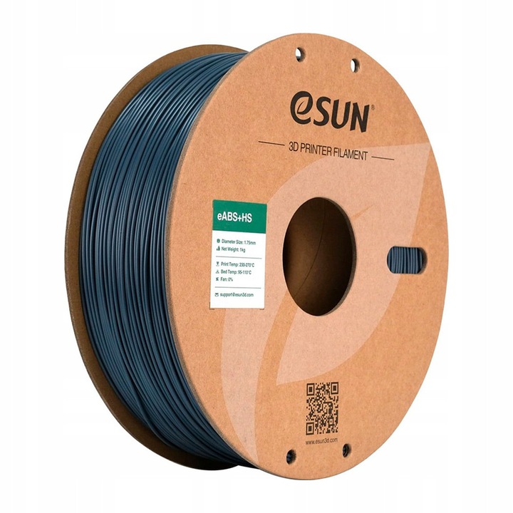 Filament eSun ABS+HS 1.75mm 1kg gri, rezistent la caldura, polizabil cu acetona