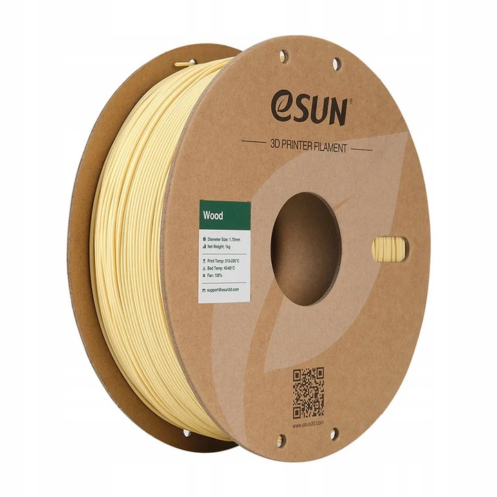Filament 3D PLA Wood eSUN 1.75mm 1000g, textura naturala, biodegradabil, ambalaj vacuum