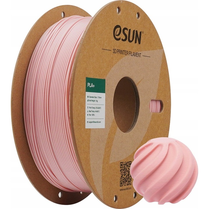 Filament 3D eSun PLA+, 1.75mm, 1kg, rezistent, dimensiuni precise, multicolor