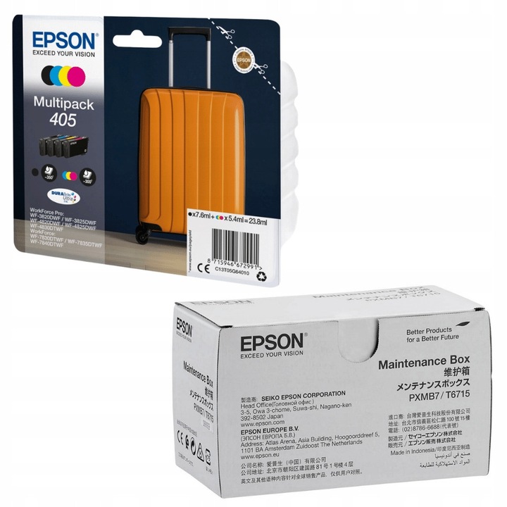 Karbantartó doboz + 4 eredeti Epson 405 T05G6 C13T05G64010 tintapatron készlet