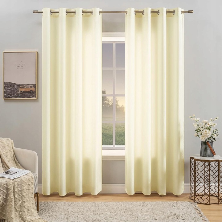 Perdele polprzezroczyste MIULEE, set 2, 215x140cm, bej