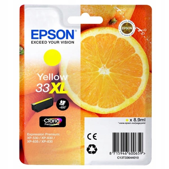 EPSON 33XL sárga tintapatron, 8.9ml, 650 oldal